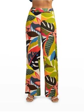 Trina Turk Long Weekend Botanical-Print Wide Leg Pants Size 2 (fits like 4-6)